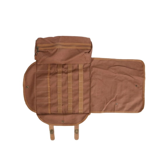 Portable Tool Bag, Vintage Canvas Cocktail Kit Organizer with Multi-Pockets & Shoulder Strap, Compact Roll-Up Bar Accessories Case