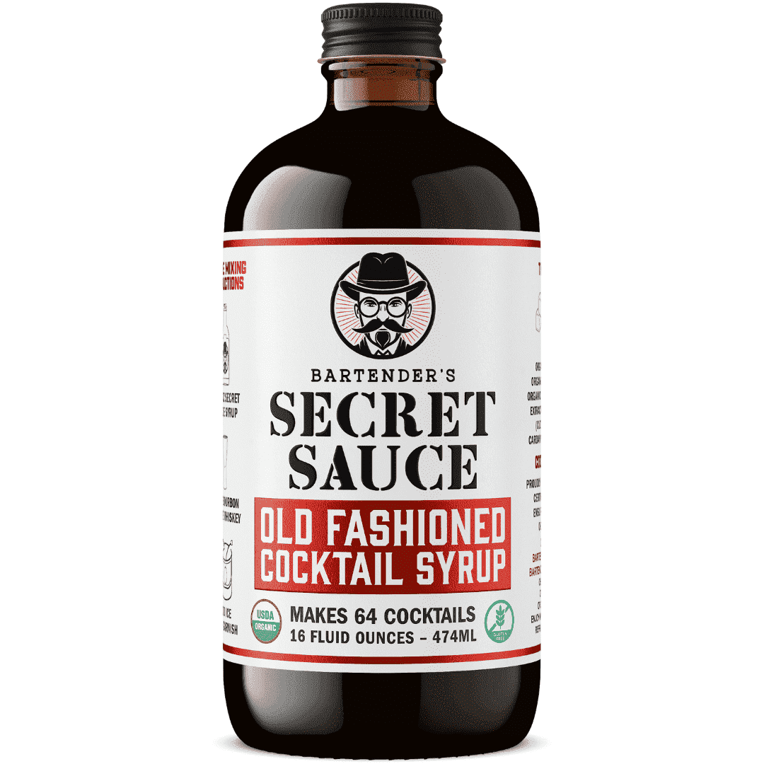 Bartenders Secret Sauce USDA Organic Old Fashioned Cocktail Syrup, 16 fl oz Glass Bottle Handcrafted Cocktail Mixer