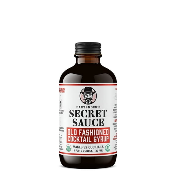 Bartenders Secret Sauce Organic Old Fashioned Cocktail Syrup, 8 fl oz Glass Bottle, Handcrafted Cocktail Mixer, USDA Organic, Gluten-Free, Kosher
