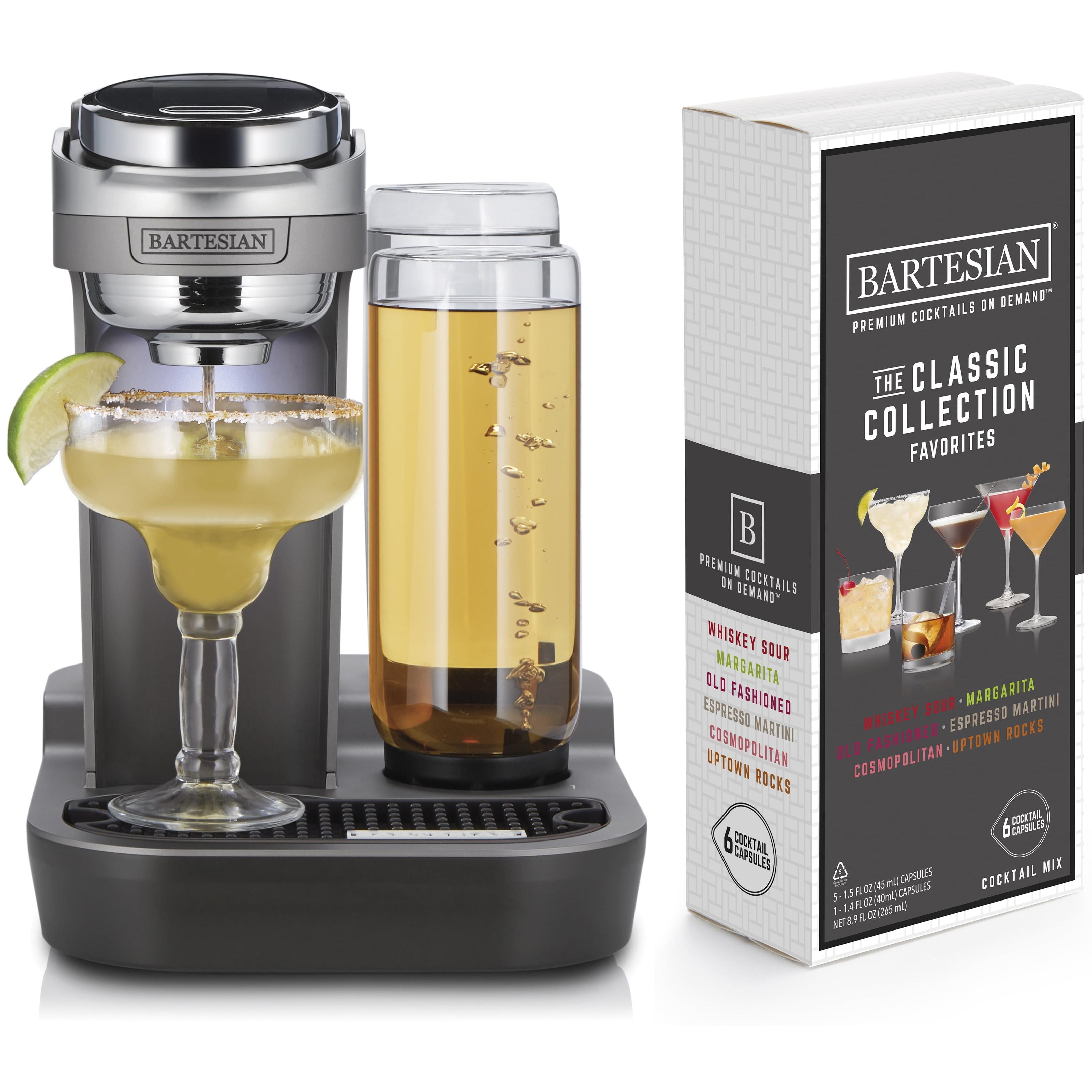 Bartesian Gray Digital Cocktail Blender with Glass Bottles