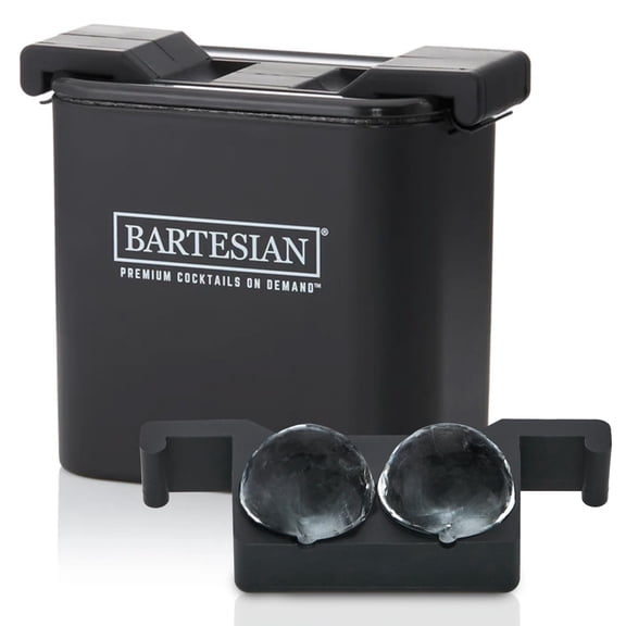 Bartesian Clear Ice Maker Mold - Compact Sphere Icemaker Tray for Cocktail and Whiskey Glasses - Professional Home Bar Mixology Large Craft Slow Melting Ice Ball Molds for Chilled Cocktails