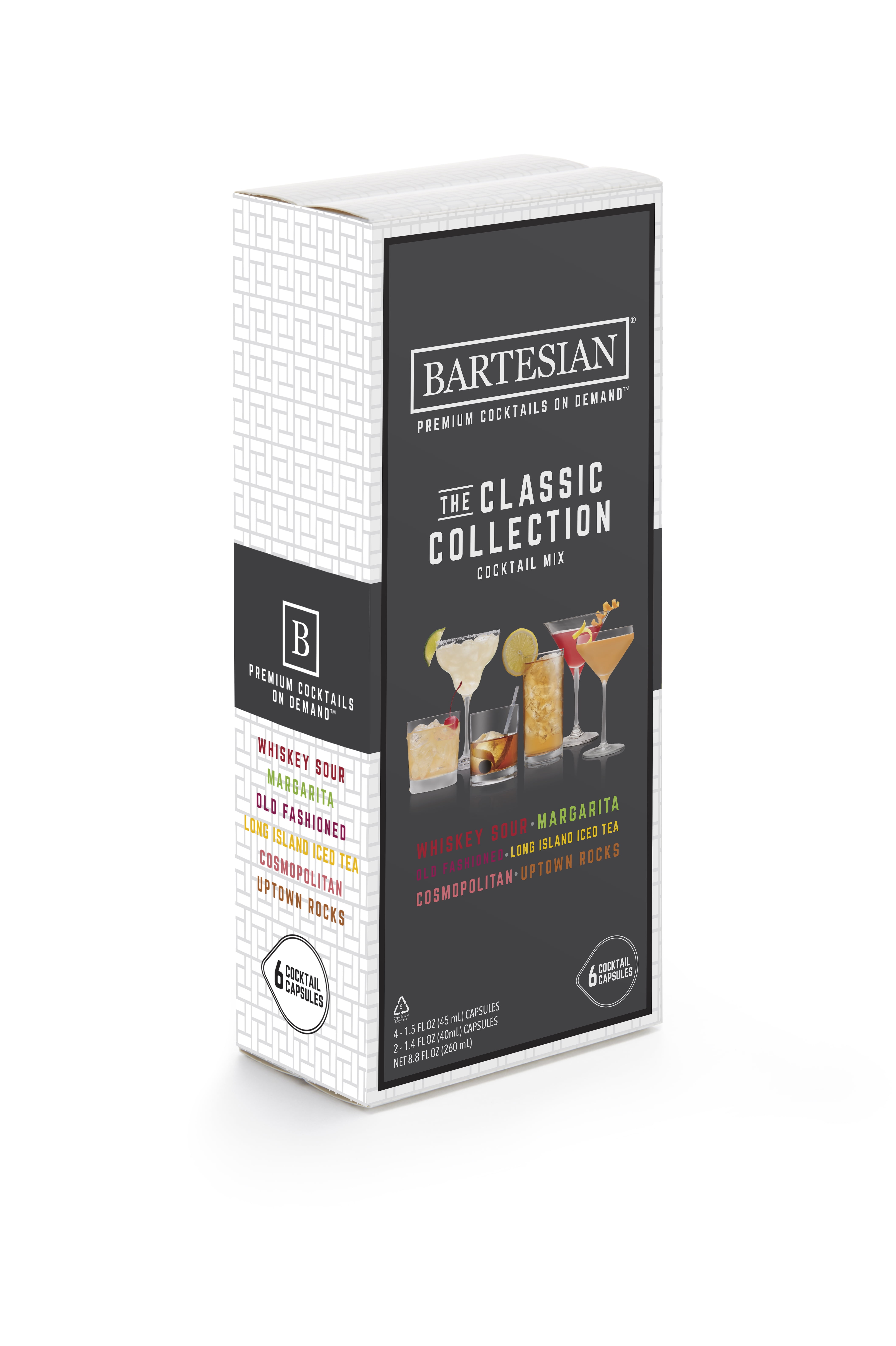 Bartesian Cocktail Mixers Capsules, the Classic Collection, 6 pack