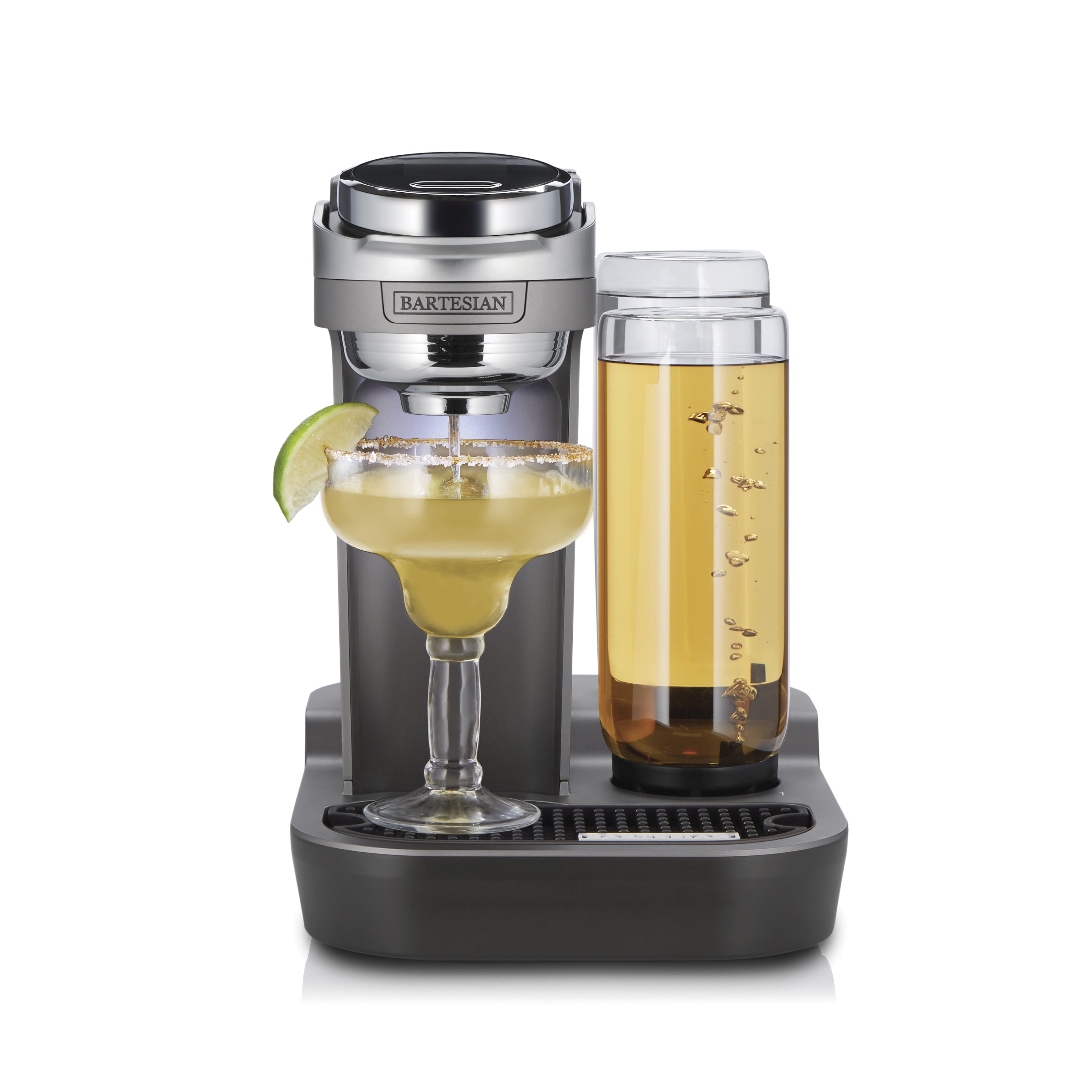 Bartesian Gray Digital Cocktail Blender with Glass Bottles