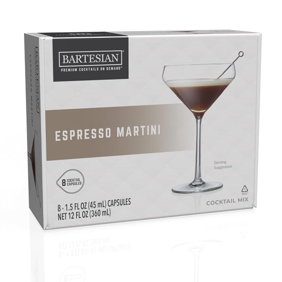 Bartesian Espresso Martini Cocktail Mix - Cocktail Mixer Ingredients for Vodka Cocktail - Drink Pods for Bartesian Cocktail Machine - Non-Alcoholic Mixers for Mixing with Spirits - Set of 8 Capsules