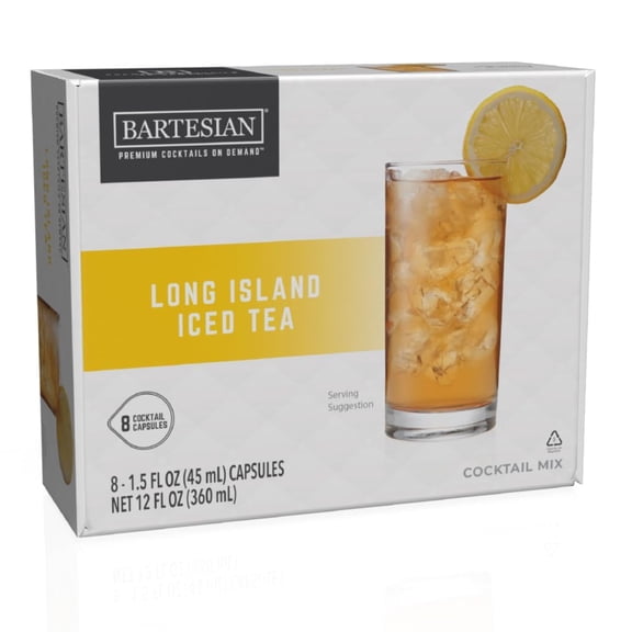 Bartesian Long Island Iced Tea Cocktail Mix - Cocktail Mixer Ingredients for Cocktails - Drink Pods for Bartesian Cocktail Machine - Non-Alcoholic Mixers for Mixing with Spirits - Set of 8 Capsules