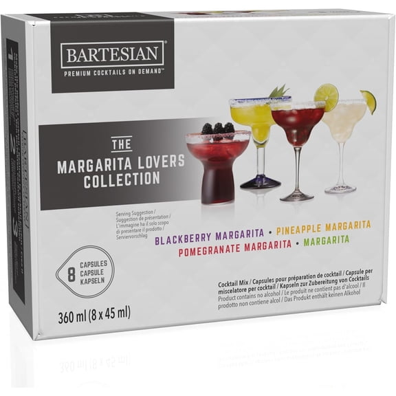 Bartesian Margarita Lovers Variety Mixer Capsules for Cocktail Machine Home Bar Mixology Cocktails Mix Pod Capsule Set to Use with the Bartesian Cocktail Drink Maker Machine Pack of 8