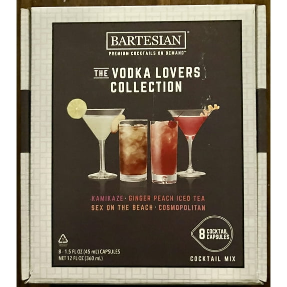 Bartesian Vodka Lovers Collection Cocktail Mixer Capsules, Variety Pack of 8 Cocktail Capsules, for Bartesian Premium Cocktail Maker