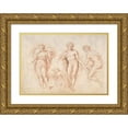 thumbnail image 1 of Bartholomaeus Ignaz Weiss 24x18 Gold Ornate Framed and Double Matted Museum Art Print Titled - Four Main Figure Studies (1745-1815), 1 of 4