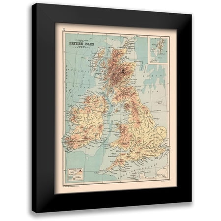 Bartholomew 12x14 Black Modern Framed Museum Art Print Titled - Shetland Islands British Isles - Bartholomew 1892
