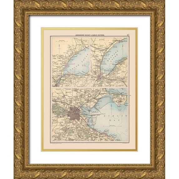 Bartholomew 12x14 Gold Ornate Wood Framed with Double Matting Museum Art Print Titled - Londonderry Belfast Dublin Ireland