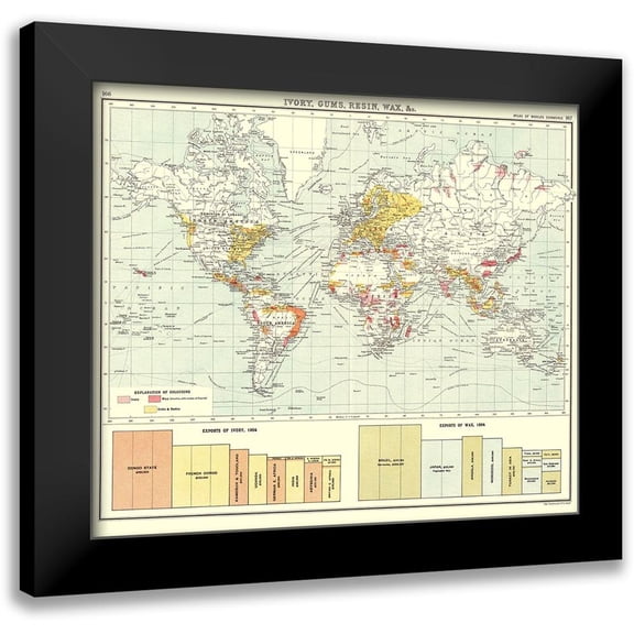 Bartholomew 13x12 Black Modern Framed Museum Art Print Titled - Global Ivory Gums Resin Wax - Bartholomew 1907