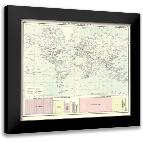 Bartholomew 13x12 Black Modern Framed Museum Art Print Titled - Global Tin Platinum Aluminium - Bartholomew 1907