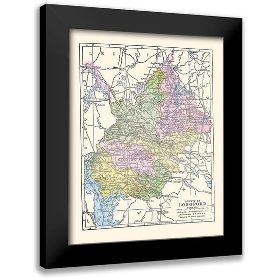 Bartholomew 15x18 Black Modern Framed Museum Art Print Titled - Longford County Ireland - Bartholomew 1882
