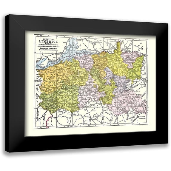 Bartholomew 18x14 Black Modern Framed Museum Art Print Titled - Limerick County Ireland - Bartholomew 1882