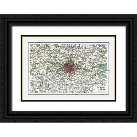 Bartholomew 18x14 Black Ornate Wood Framed with Double Matting Museum Art Print Titled - London UK - Bartholomew 1921