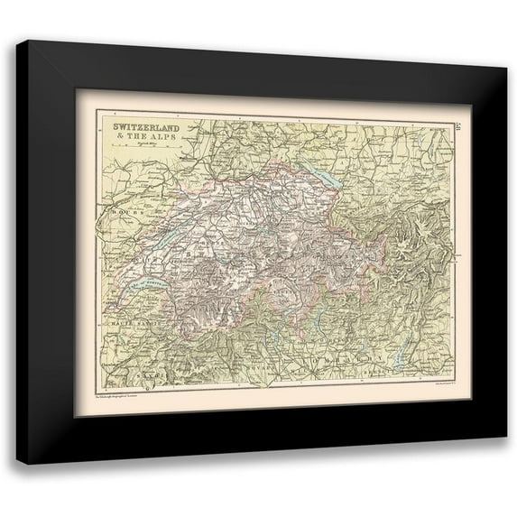 Bartholomew 18x15 Black Modern Framed Museum Art Print Titled - Alps Switzerland - Bartholomew 1892