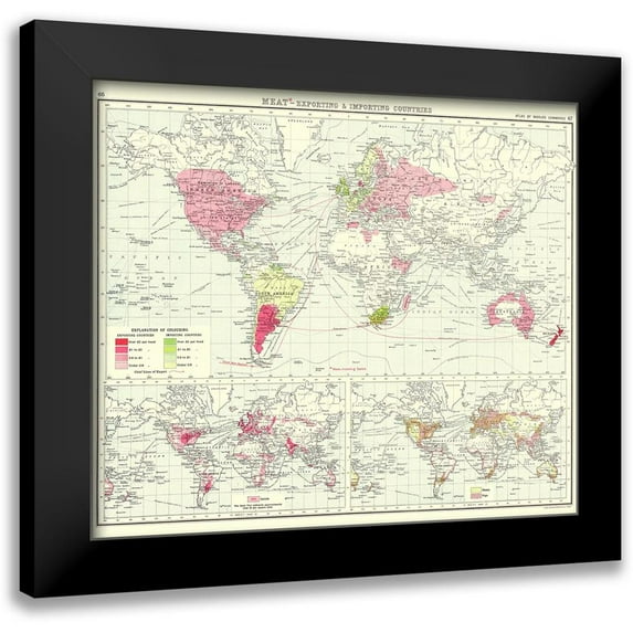 Bartholomew 23x20 Black Modern Framed Museum Art Print Titled - Global Meat Exporting Importing - Bartholomew 1907