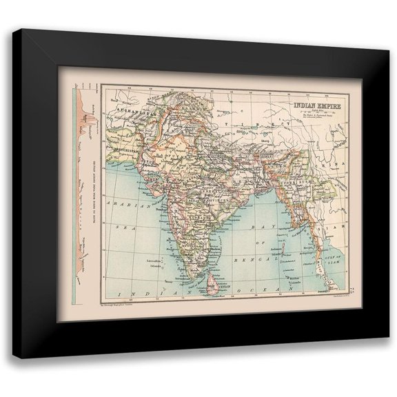 Bartholomew 24x19 Black Modern Framed Museum Art Print Titled - Indian Empire India Sri Lanka - Bartholomew 1892