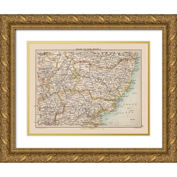 Bartholomew 24x19 Gold Ornate Wood Framed with Double Matting Museum Art Print Titled - Southern England - Bartholomew 1892