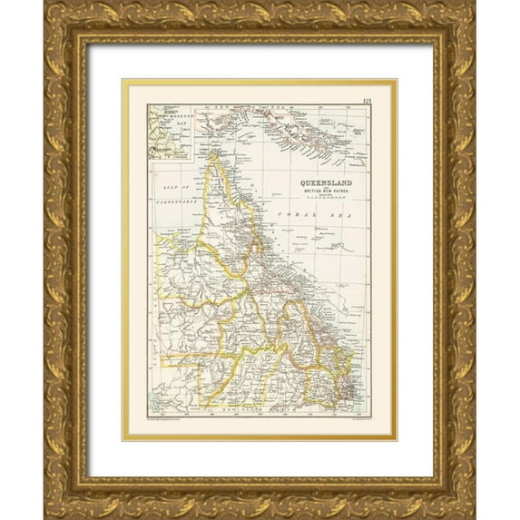Bartholomew 25x32 Gold Ornate Wood Framed with Double Matting Museum Art Print Titled - Australia Queensland British New Guinea