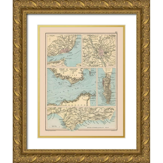 Bartholomew 25x32 Gold Ornate Wood Framed with Double Matting Museum Art Print Titled - Spanish Cities Spain Portugal Europe