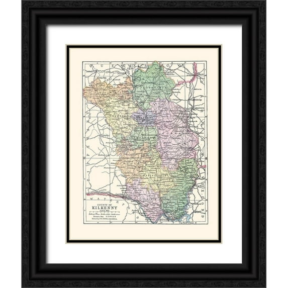 Bartholomew 26x32 Black Ornate Wood Framed with Double Matting Museum Art Print Titled - Kilkenny County Ireland - Bartholomew 1882