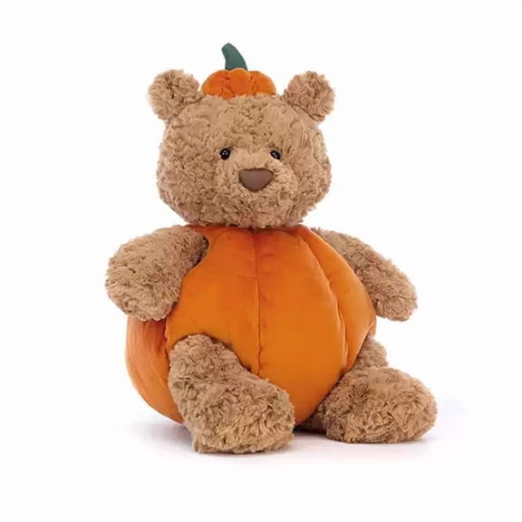 Bartholomew Bear Pumpkin Plush Toy - 12" Fall Decor Stuffed Animal, Autumn Teddy Bear Gift, Halloween Thanksgiving Decor