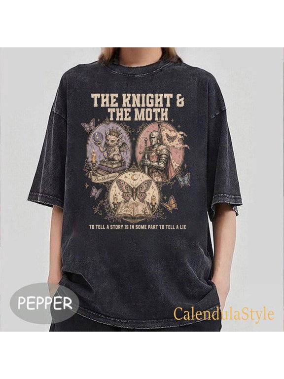 Bartholomew Knight And Moth Shirt, The Knight And The Moth Shirt, Inspirational Gargoyle T-Shirt, Moon and Moth Reader Top, Book Lover Gift