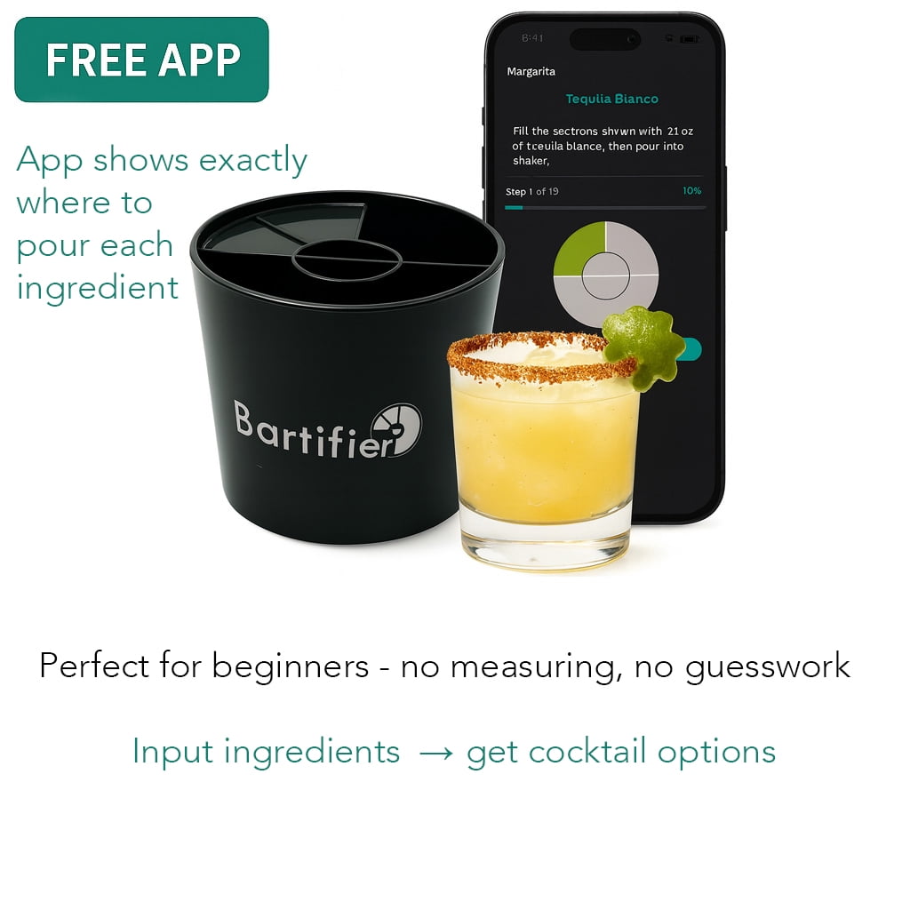 Bartifier Cocktail Measuring Cup & App – Easy Cocktail Maker, Gifts for Men & Women, Mixology Set Alternative, Home Bar Accessory – Make 500+ Drinks