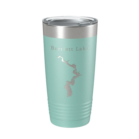Bartlett Lake Map Tumbler Travel Mug Insulated Laser Engraved Coffee Cup Arizona 20 oz Teal