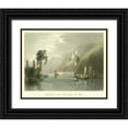 thumbnail image 1 of Bartlett, W.H. 24x20 Black Ornate Wood Framed with Double Matting Museum Art Print Titled - On the Rhine, 1 of 4