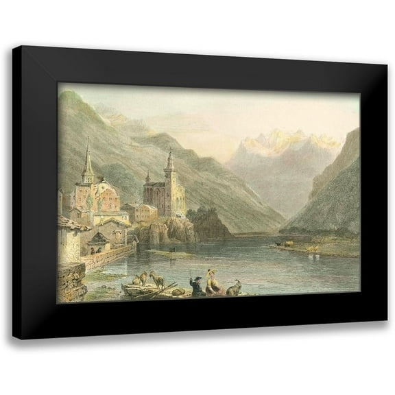 Bartlett, William H. 14x11 Black Modern Framed Museum Art Print Titled - Pastoral Riverscape I