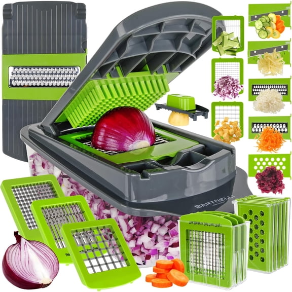 Bartnelli 15-Piece Vegetable Chopper Multifunctional Food Slicer with Large Container, Veggie Chopper, Slicer
