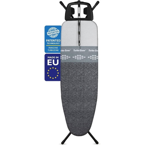 Bartnelli Heavy Duty Ironing Board with Turbo & Park Zone & 4-Layer Cover Pad, Denim Black (48x15")