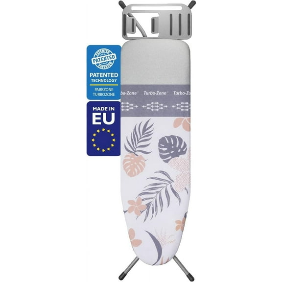 Bartnelli Heavy Duty Ironing Board with Turbo & Park Zone & 4-Layer Cover Pad, Tropical Leafs