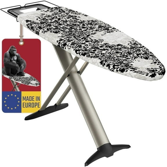 Bartnelli Pro Luxury Ironing Board White/Black Layered Steam with Adjustable Height, Iron Rest, Foldable Premium Iron Table