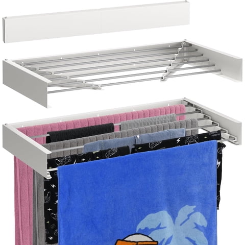 Bartnelli Wall Mounted Drying Rack 40 Foldable, Clothes Dryer Rack, White, Drying Rack, Clothes Dryer Rack