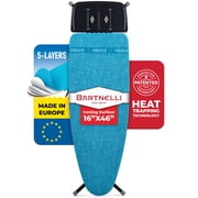 Bartnelli Wooden Top Ironing Board, 46 x 16 Inches, 5-Layer Steam-Reflecting Cover, Adjustable Height