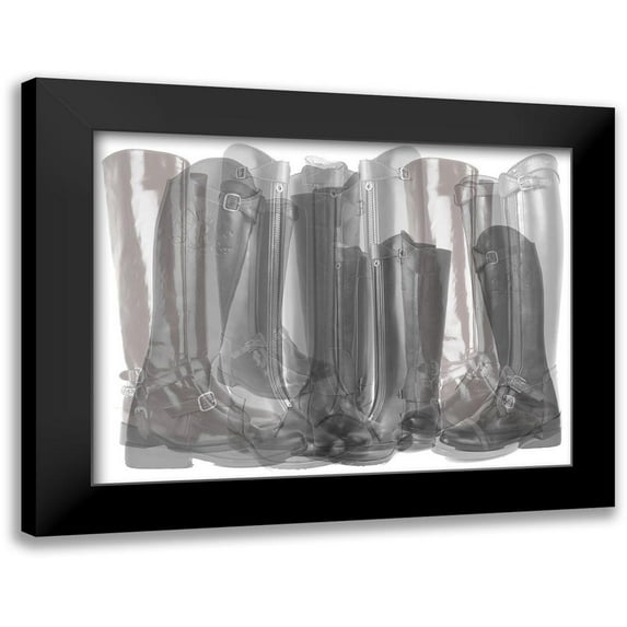 Bartola 14x12 Black Modern Framed Museum Art Print Titled - Polo Boots Black and White