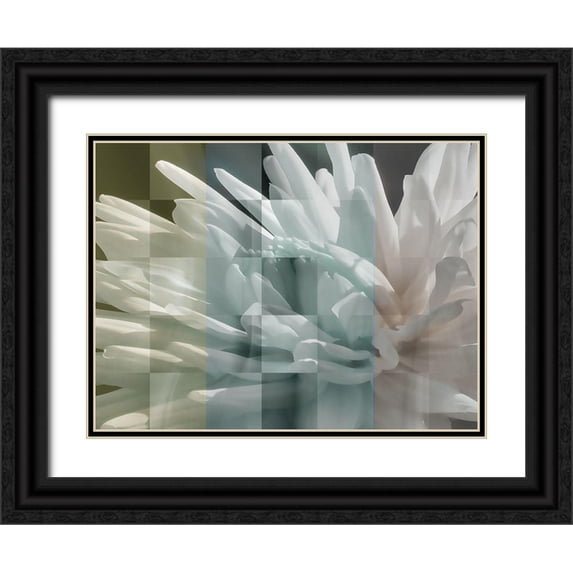 Bartola 24x19 Black Ornate Wood Framed with Double Matting Museum Art Print Titled - Checkered Dhalia Pastels