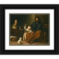 thumbnail image 1 of Bartolomé Estebán Murillo 14x12 Black Ornate Wood Framed Double Matted Museum Art Print Titled: The Holy Family in an Interior, 1 of 5