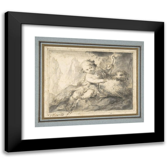 Bartolomé Estebán Murillo 17x15 Black Modern Framed Museum Art Print Titled - The Infant St. John the Baptist (1618-82)