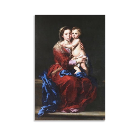 Bartolomé Esteban Murillo 《The Virgin of The Rosary》 Wall Art Poster Home Decor Poster Wall Art Hanging Picture Print Bedroom Decorative Painting Posters Room Aesthetic 08x12inch(20x30cm)