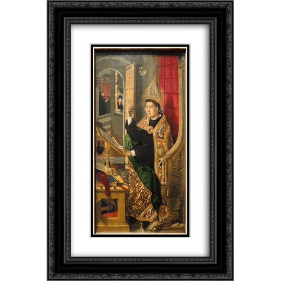 Bartolome Bermejo 2x Matted 18x24 Black Ornate Framed Art Print 'Saint Augustine'