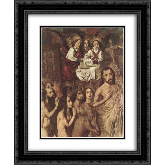Bartolome Bermejo 2x Matted 20x24 Black Ornate Framed Art Print 'Christ Leading the Patriarchs to the Paradise (detail)'