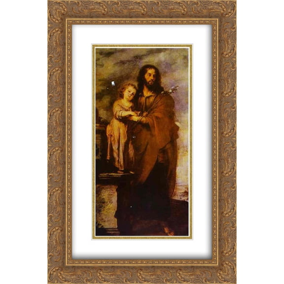 Bartolome Esteban Murillo 2x Matted 16x24 Gold Ornate Framed Art Print 'Joseph with Infant Chris'