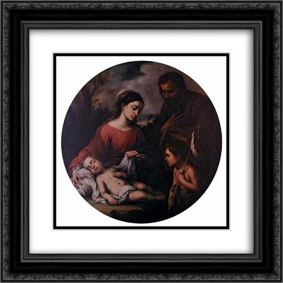 Bartolome Esteban Murillo 2x Matted 20x20 Black Ornate Framed Art Print 'Holy Family with the Infant Saint John'