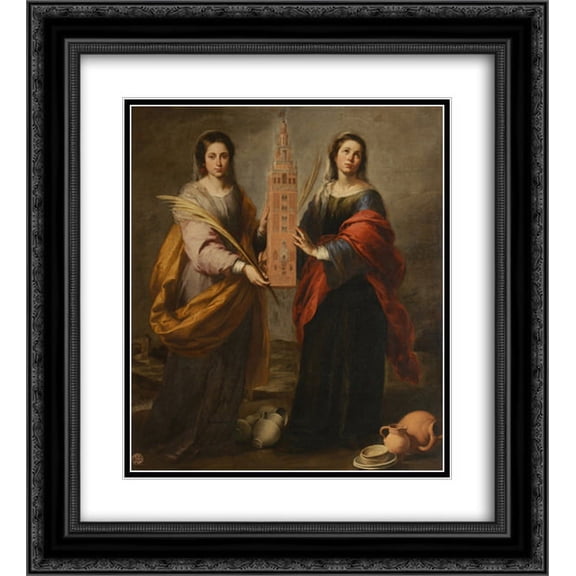 Bartolome Esteban Murillo 2x Matted 20x22 Black Ornate Framed Art Print 'St. Justina and St. Rufina'