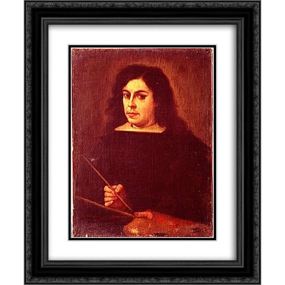 Bartolome Esteban Murillo 2x Matted 20x24 Black Ornate Framed Art Print 'Selfportrait'