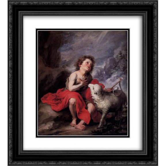 Bartolome Esteban Murillo 2x Matted 20x24 Black Ornate Framed Art Print 'St. John the Baptist as a Child'